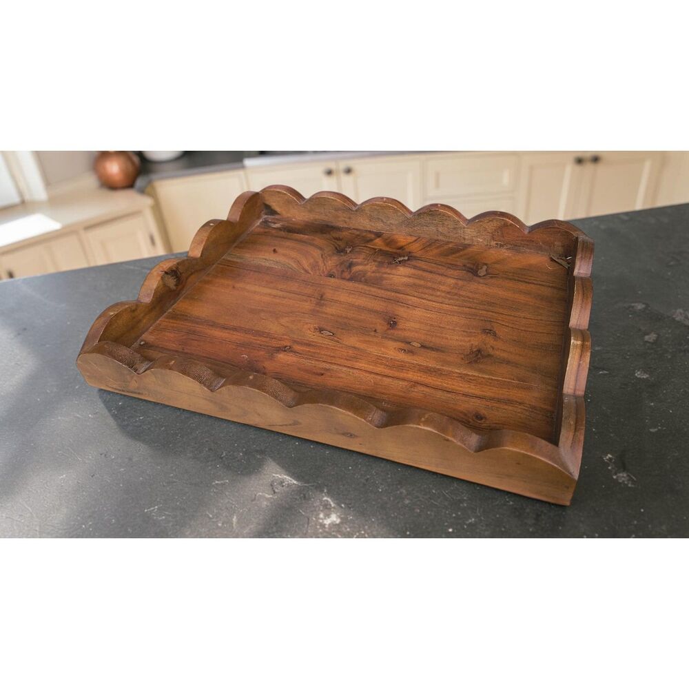 Scalloped-Edge Wood Serving Tray